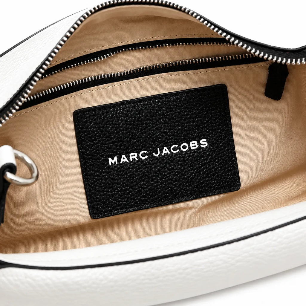 Marc Jacobs The Tote Bag Small Black & White Colorblock Pebble Leather Top-Handle Crossbody Bag with Embossed Logo
