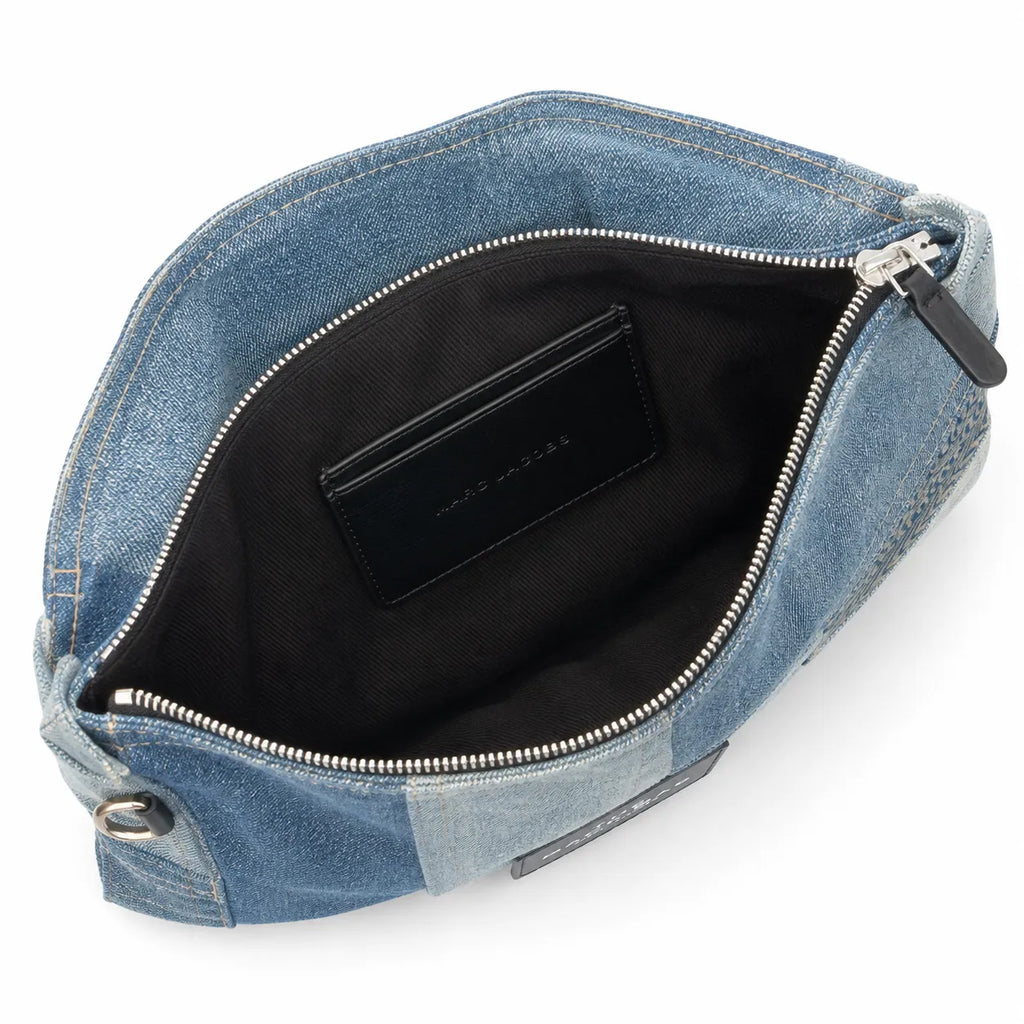 Marc Jacobs The Sack Bag Medium Deconstructed Denim Patchwork Shoulder Bag with Embossed Logo