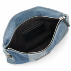 Marc Jacobs The Sack Bag Medium Deconstructed Denim Patchwork Shoulder Bag with Embossed Logo
