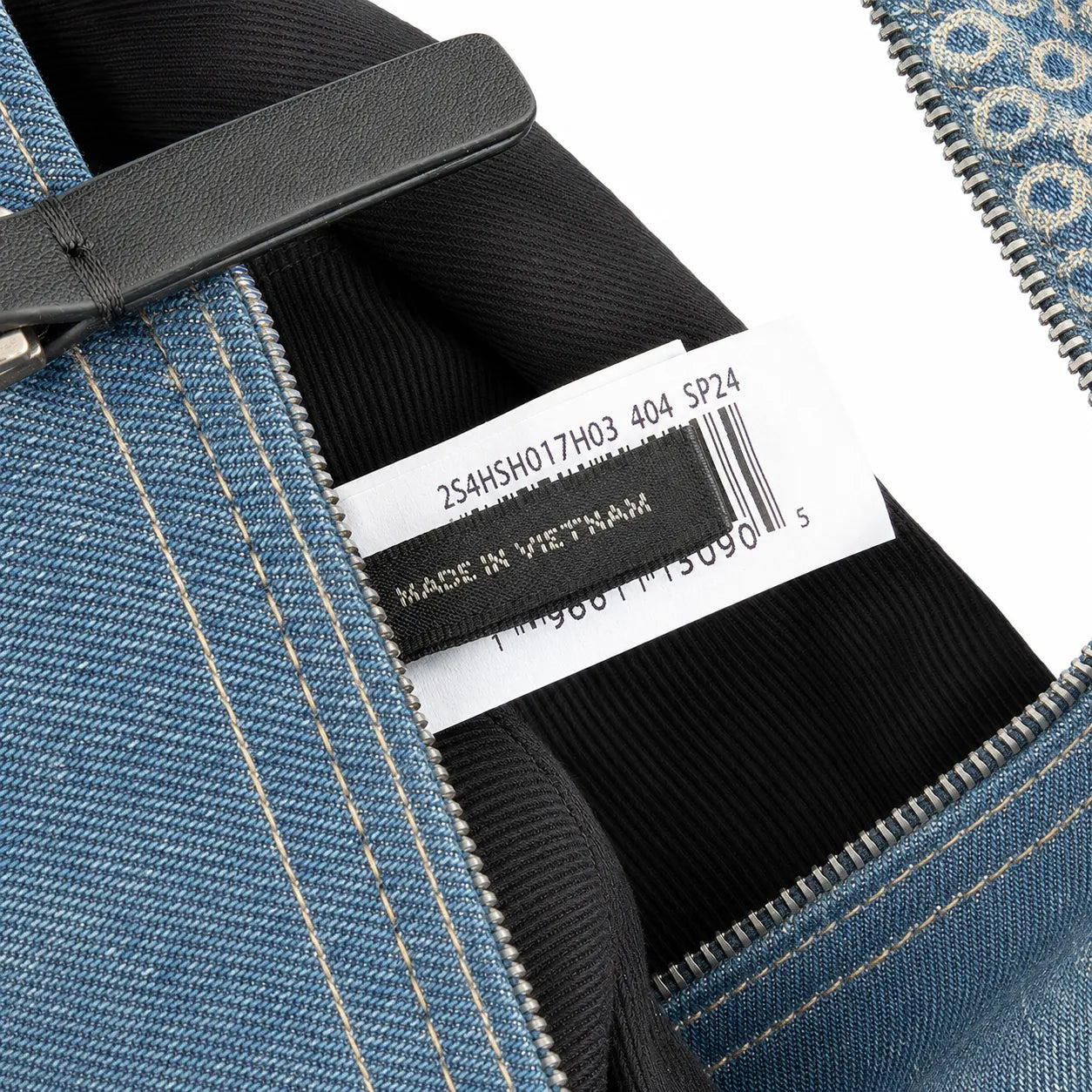 Marc Jacobs The Sack Bag Medium Deconstructed Denim Patchwork Shoulder Bag with Embossed Logo