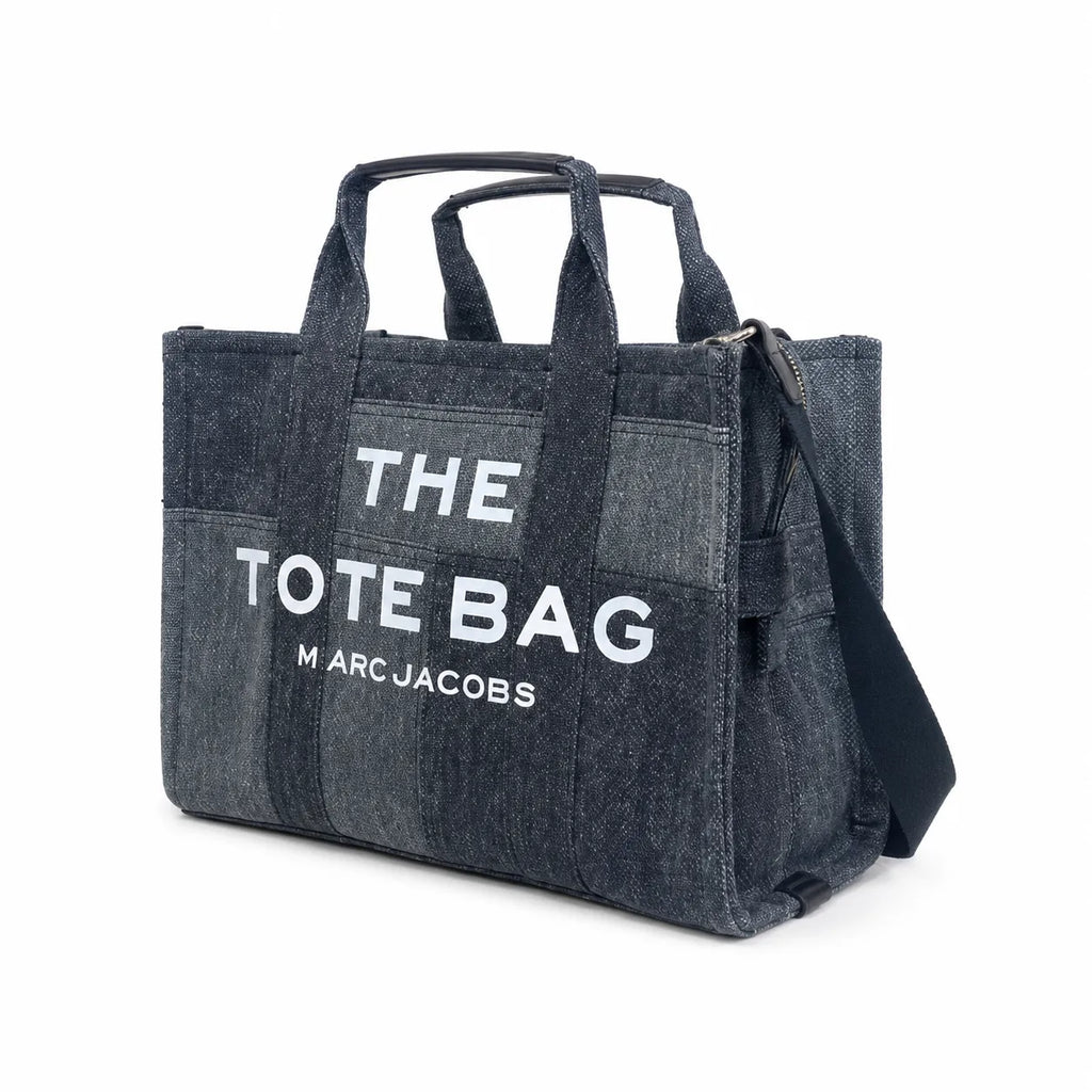 Marc Jacobs The Tote Bag Medium Denim Patchwork Top-Handle Crossbody Bag with Embossed Logo