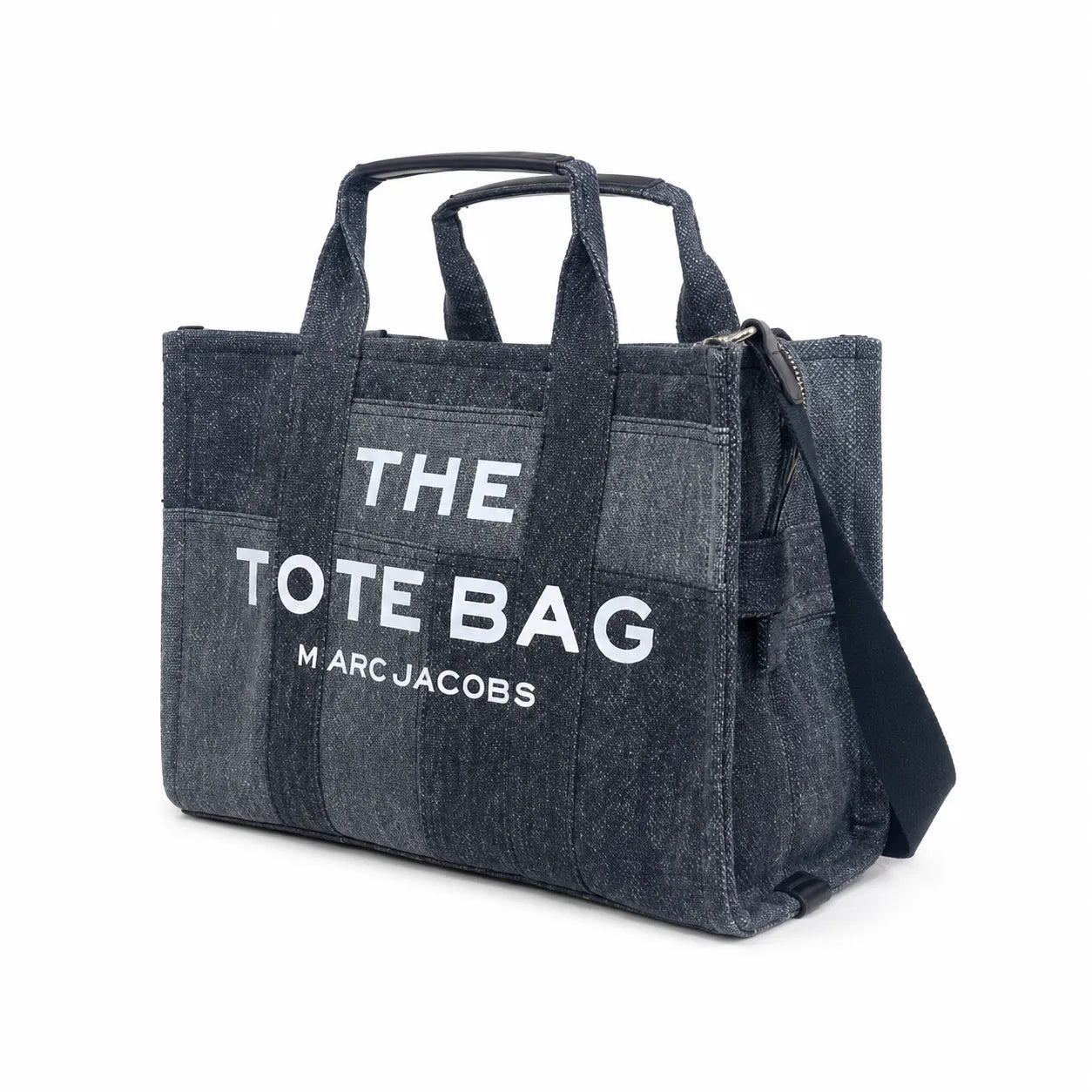 Marc Jacobs The Tote Bag Medium Denim Patchwork Top-Handle Crossbody Bag with Embossed Logo