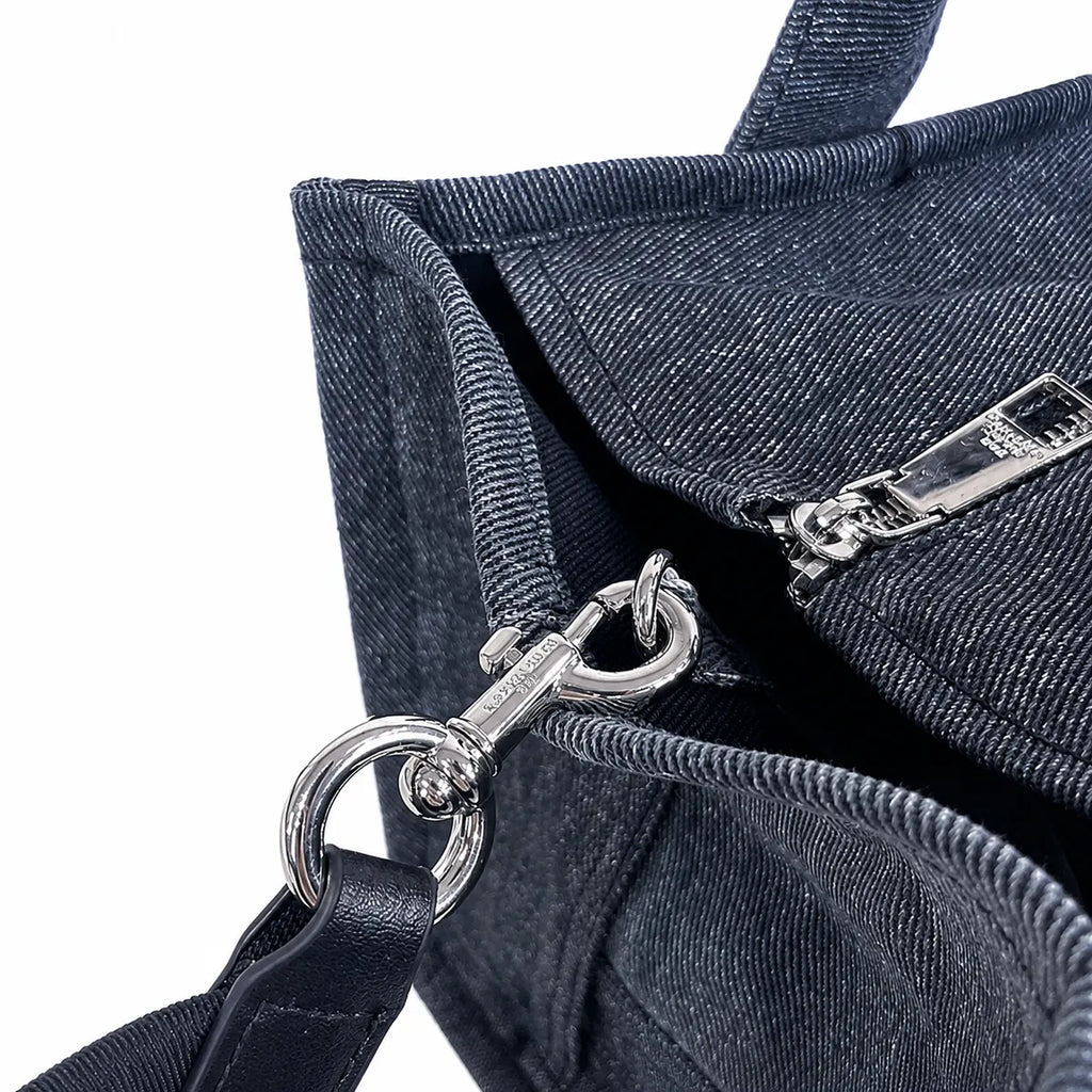 Marc Jacobs The Tote Bag Medium Denim Patchwork Top-Handle Crossbody Bag with Embossed Logo