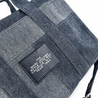 Marc Jacobs The Tote Bag Medium Denim Patchwork Top-Handle Crossbody Bag with Embossed Logo