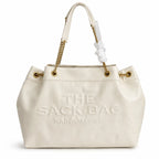 Marc Jacobs The Sack Bag Large Cream Soft Leather Chain-Strap Tote Bag with Embossed Logo