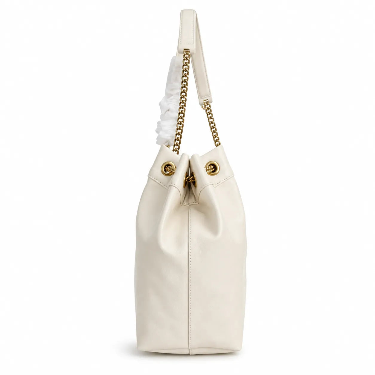 Marc Jacobs The Sack Bag Large Cream Soft Leather Chain-Strap Tote Bag with Embossed Logo