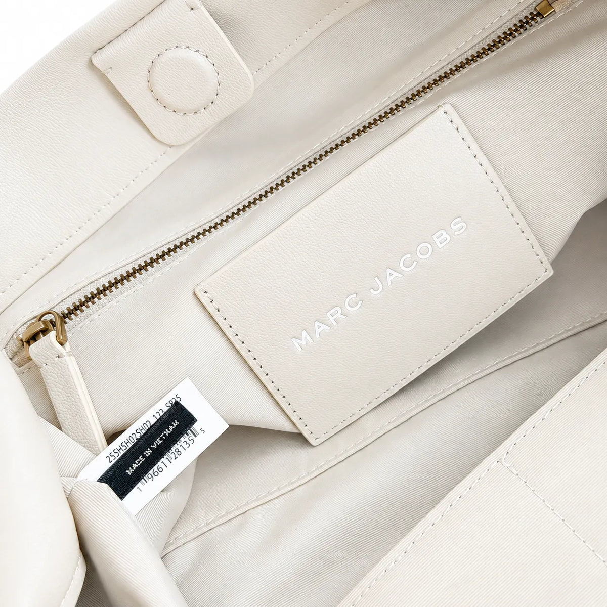 Marc Jacobs The Sack Bag Large Cream Soft Leather Chain-Strap Tote Bag with Embossed Logo