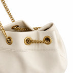 Marc Jacobs The Sack Bag Large Cream Soft Leather Chain-Strap Tote Bag with Embossed Logo