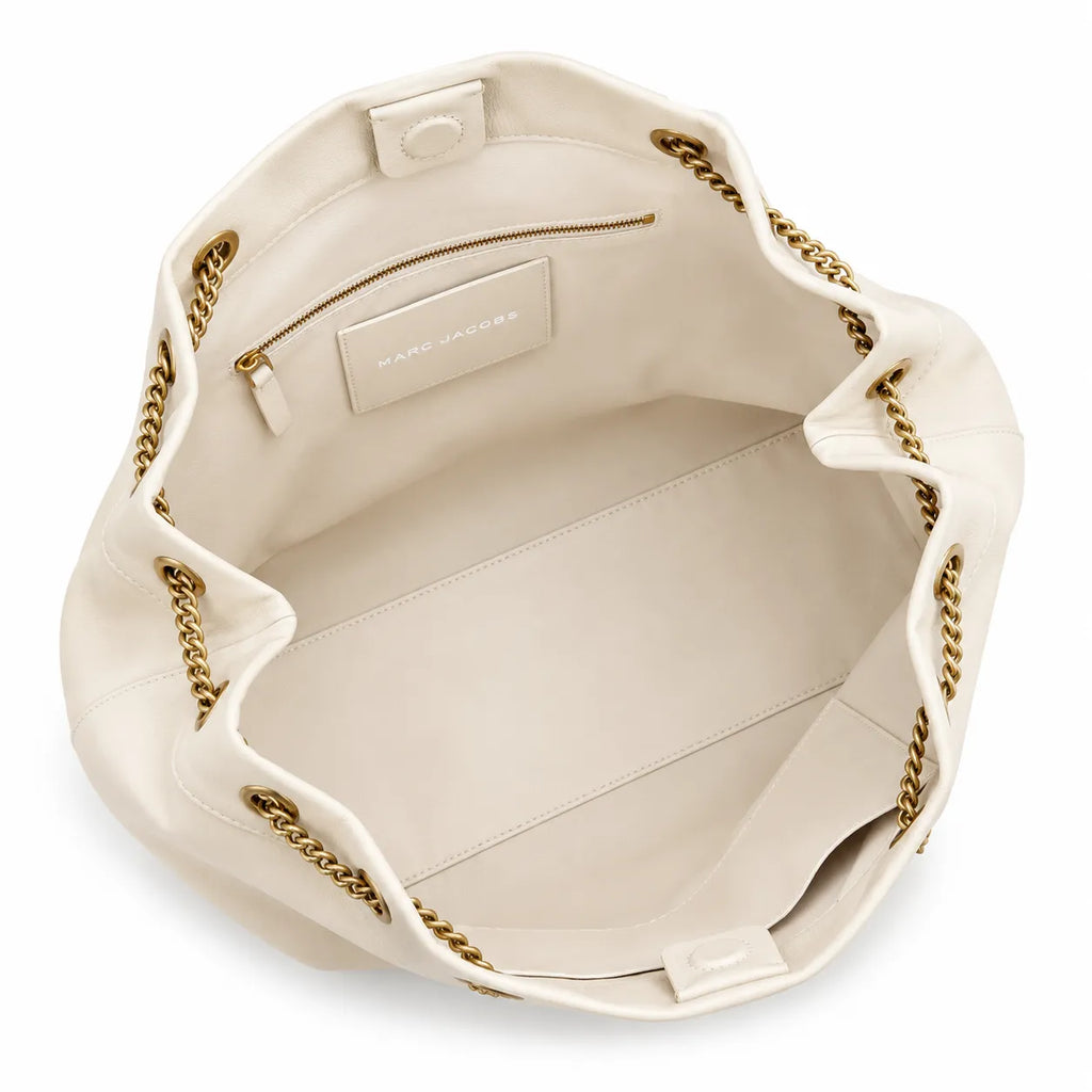 Marc Jacobs The Sack Bag Large Cream Soft Leather Chain-Strap Tote Bag with Embossed Logo