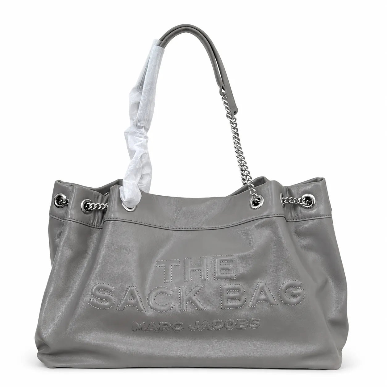 Marc Jacobs The Sack Bag Large Cream Soft Leather Chain-Strap Tote Bag with Embossed Logo