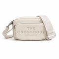 Marc Jacobs The Crossbody Mini Cream Pebble Leather Dual-Zip Crossbody Bag with Embossed Logo