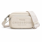 Marc Jacobs The Crossbody Mini Cream Pebble Leather Dual-Zip Crossbody Bag with Embossed Logo