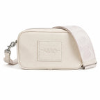 Marc Jacobs The Crossbody Mini Cream Pebble Leather Dual-Zip Crossbody Bag with Embossed Logo