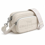 Marc Jacobs The Crossbody Mini Cream Pebble Leather Dual-Zip Crossbody Bag with Embossed Logo