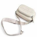 Marc Jacobs The Crossbody Mini Cream Pebble Leather Dual-Zip Crossbody Bag with Embossed Logo