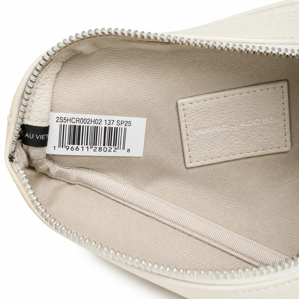 Marc Jacobs The Crossbody Mini Cream Pebble Leather Dual-Zip Crossbody Bag with Embossed Logo