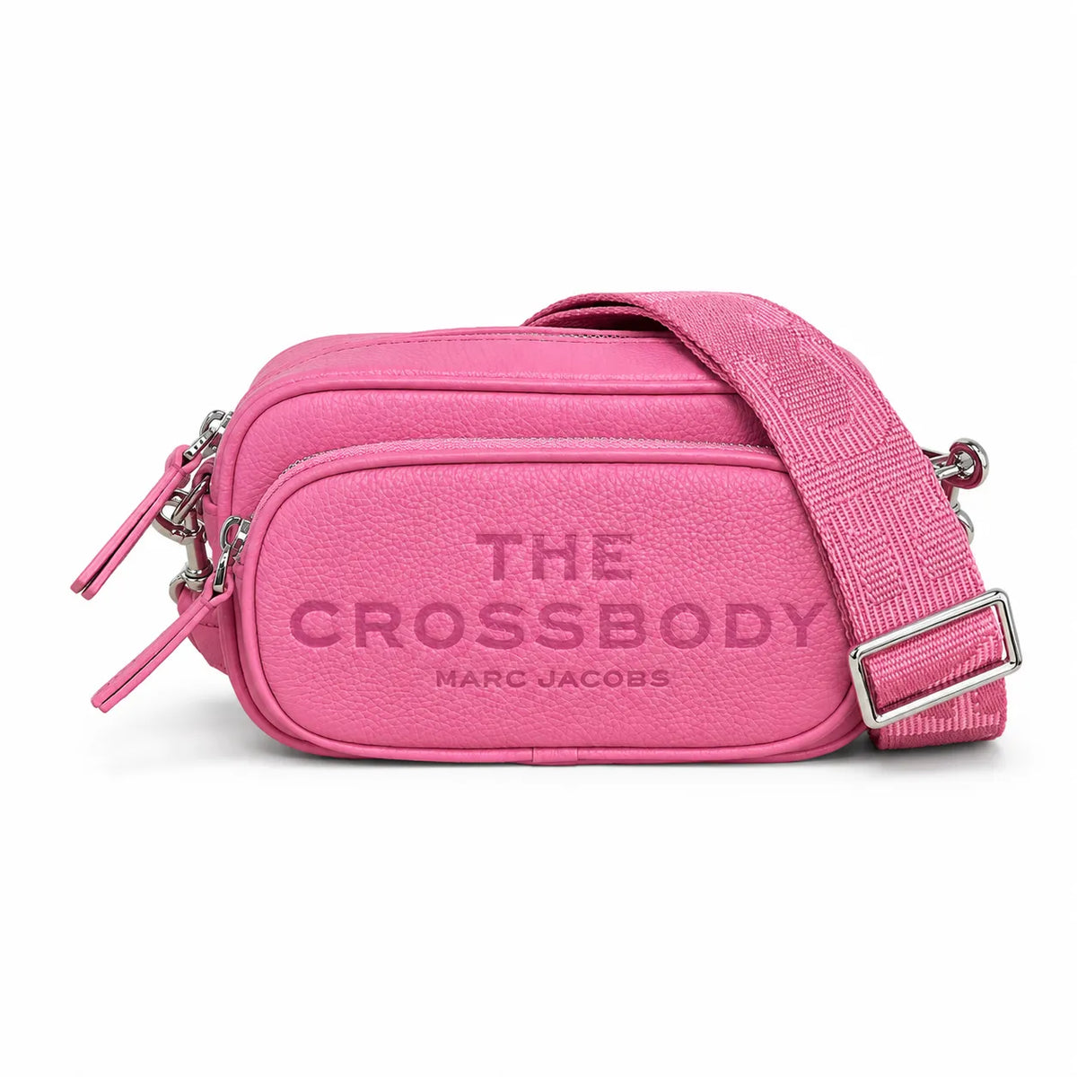 Marc Jacobs The Crossbody Mini Cream Pebble Leather Dual-Zip Crossbody Bag with Embossed Logo