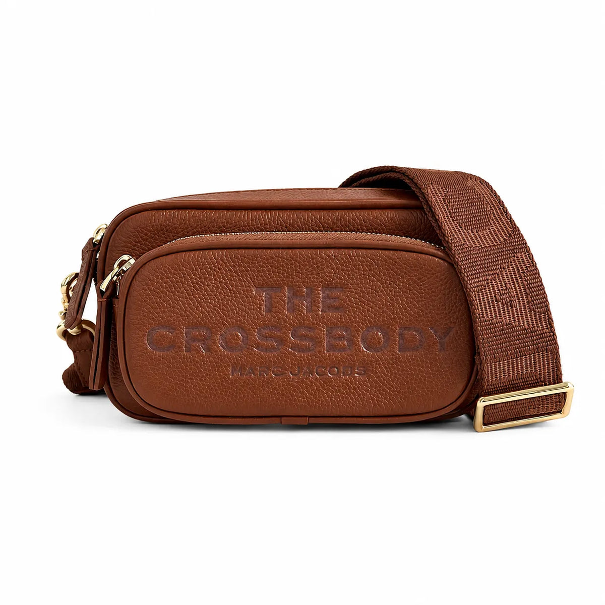 Marc Jacobs The Crossbody Mini Black Pebble Leather Dual-Zip Crossbody Bag with Embossed Logo 20x12x6cm
