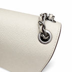 Marc Jacobs The J Marc Medium White Pebble Leather Chain Shoulder Bag with Embossed Metal Plaque