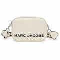 Marc Jacobs The Utility Snapshot Mini White Pebble Leather Camera Bag with Embossed Logo & Back Pocket