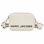 Marc Jacobs The Utility Snapshot Mini White Pebble Leather Camera Bag with Embossed Logo & Back Pocket