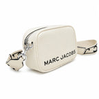 Marc Jacobs The Utility Snapshot Mini White Pebble Leather Camera Bag with Embossed Logo & Back Pocket