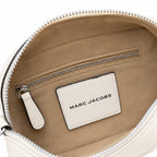 Marc Jacobs The Utility Snapshot Mini White Pebble Leather Camera Bag with Embossed Logo & Back Pocket