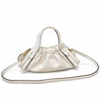 Marc Jacobs The Cristina SmaMarc Jacobs The Cristina Small Ivory Soft Leather Ruched Top Handle Bag with Gold Lock & Detachable Strapll Ivory Soft Leather Ruched Top Handle Bag with Gold Lock & Detachable Strap