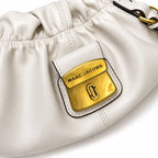 Marc Jacobs The Cristina SmaMarc Jacobs The Cristina Small Ivory Soft Leather Ruched Top Handle Bag with Gold Lock & Detachable Strapll Ivory Soft Leather Ruched Top Handle Bag with Gold Lock & Detachable Strap