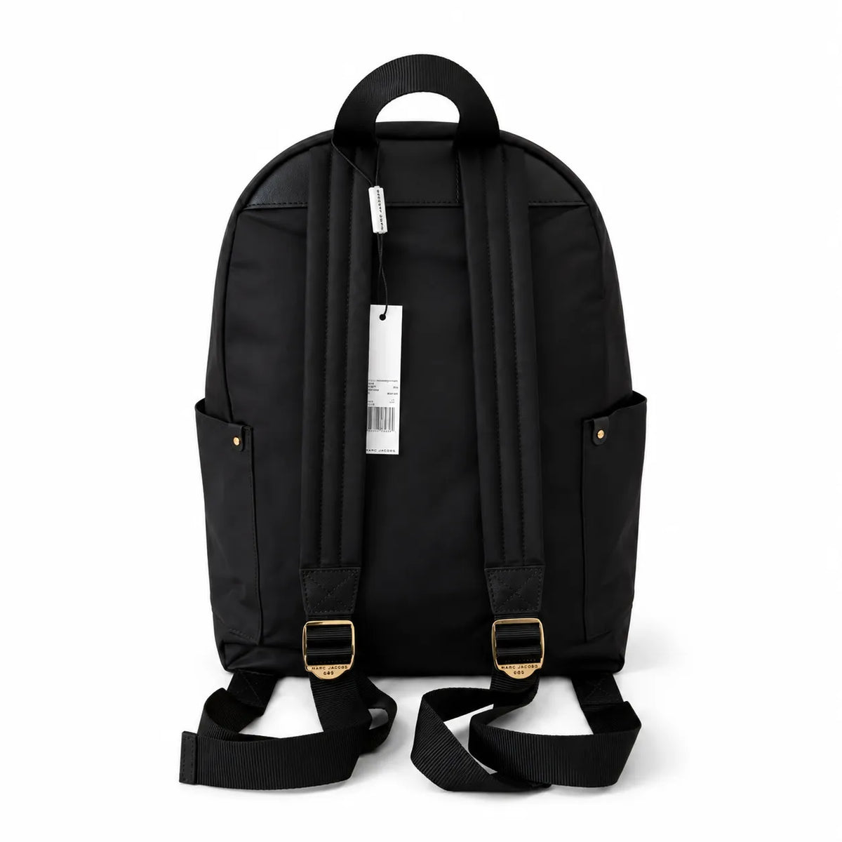 Marc Jacobs Preppy Nylon Backpack Black Water-Resistant School Bag with Gold Zippers & Leather Logo Plaque