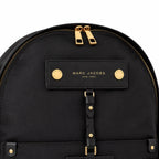 Marc Jacobs Preppy Nylon Backpack Black Water-Resistant School Bag with Gold Zippers & Leather Logo Plaque