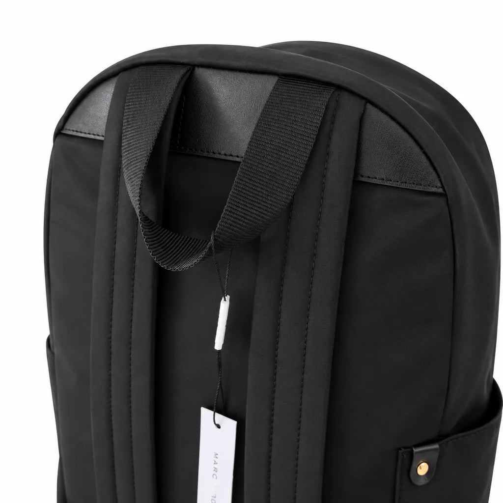 Marc Jacobs Preppy Nylon Backpack Black Water-Resistant School Bag with Gold Zippers & Leather Logo Plaque