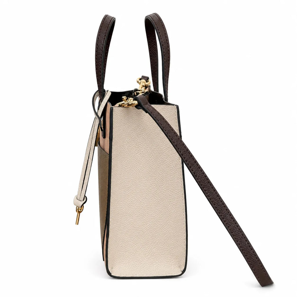 Marc Jacobs The Mini Grind Small Colorblock Leather Tote Bag with Gold Lock & Key Charm