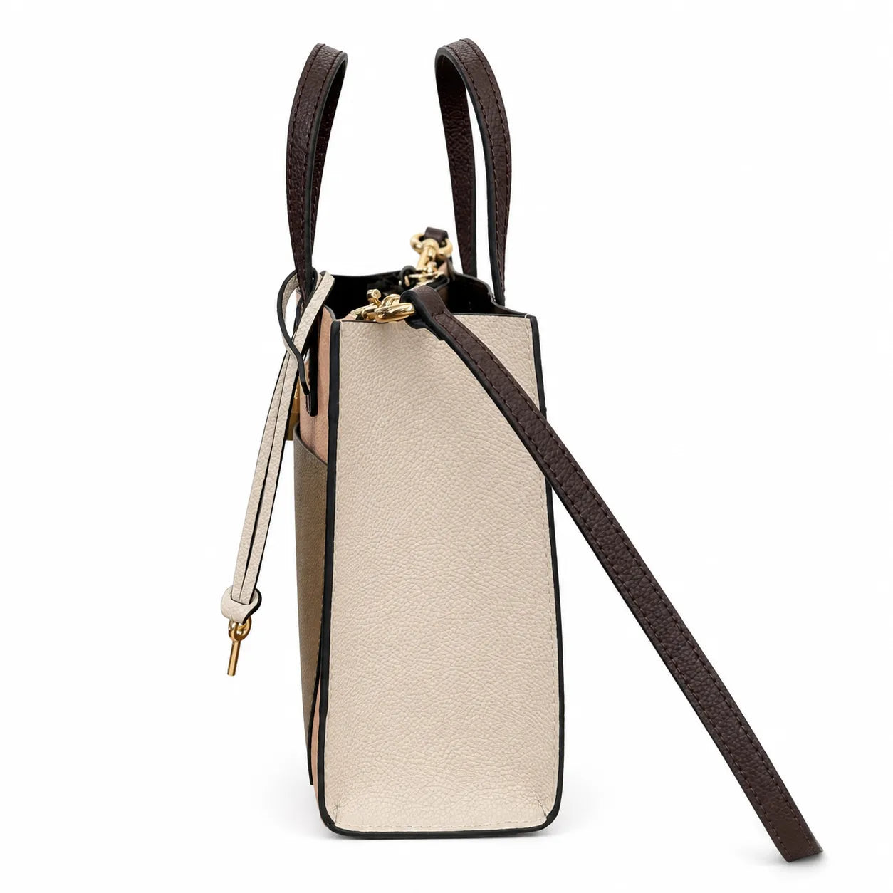 Marc Jacobs The Mini Grind Small Colorblock Leather Tote Bag with Gold Lock & Key Charm