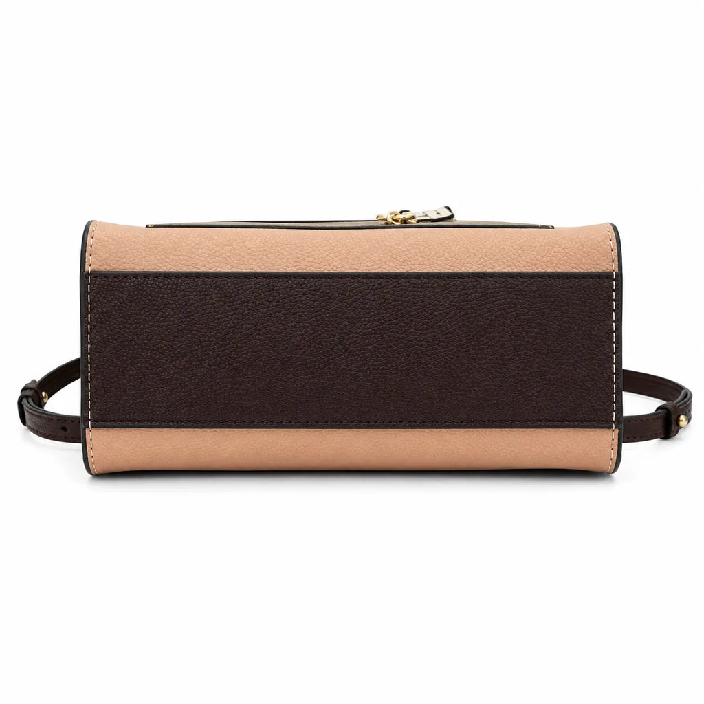 Marc Jacobs The Mini Grind Small Colorblock Leather Tote Bag with Gold Lock & Key Charm