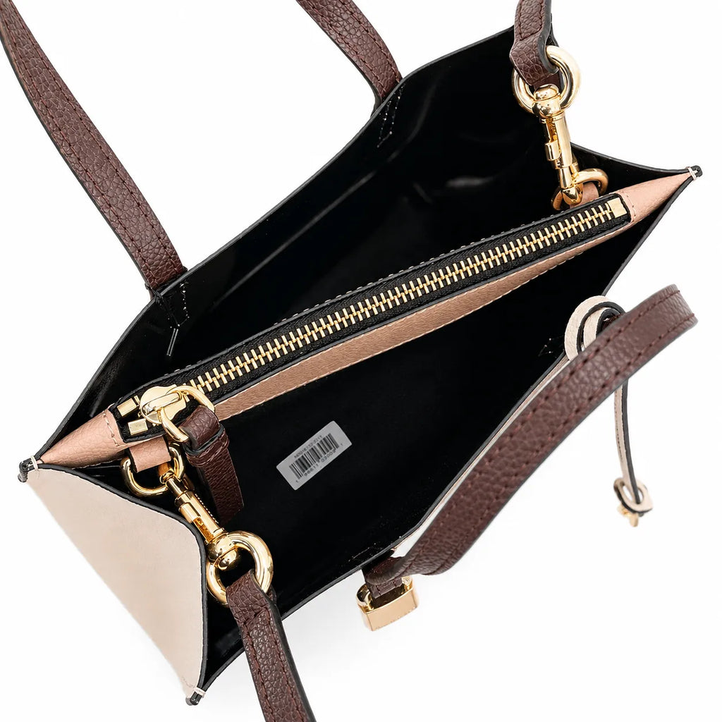 Marc Jacobs The Mini Grind Small Colorblock Leather Tote Bag with Gold Lock & Key Charm