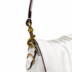 Marc Jacobs The Cristina Small White Soft Leather Ruched Shoulder Bag with Gold Lock & Detachable Strap