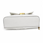 Marc Jacobs The Cristina Small White Soft Leather Ruched Shoulder Bag with Gold Lock & Detachable Strap
