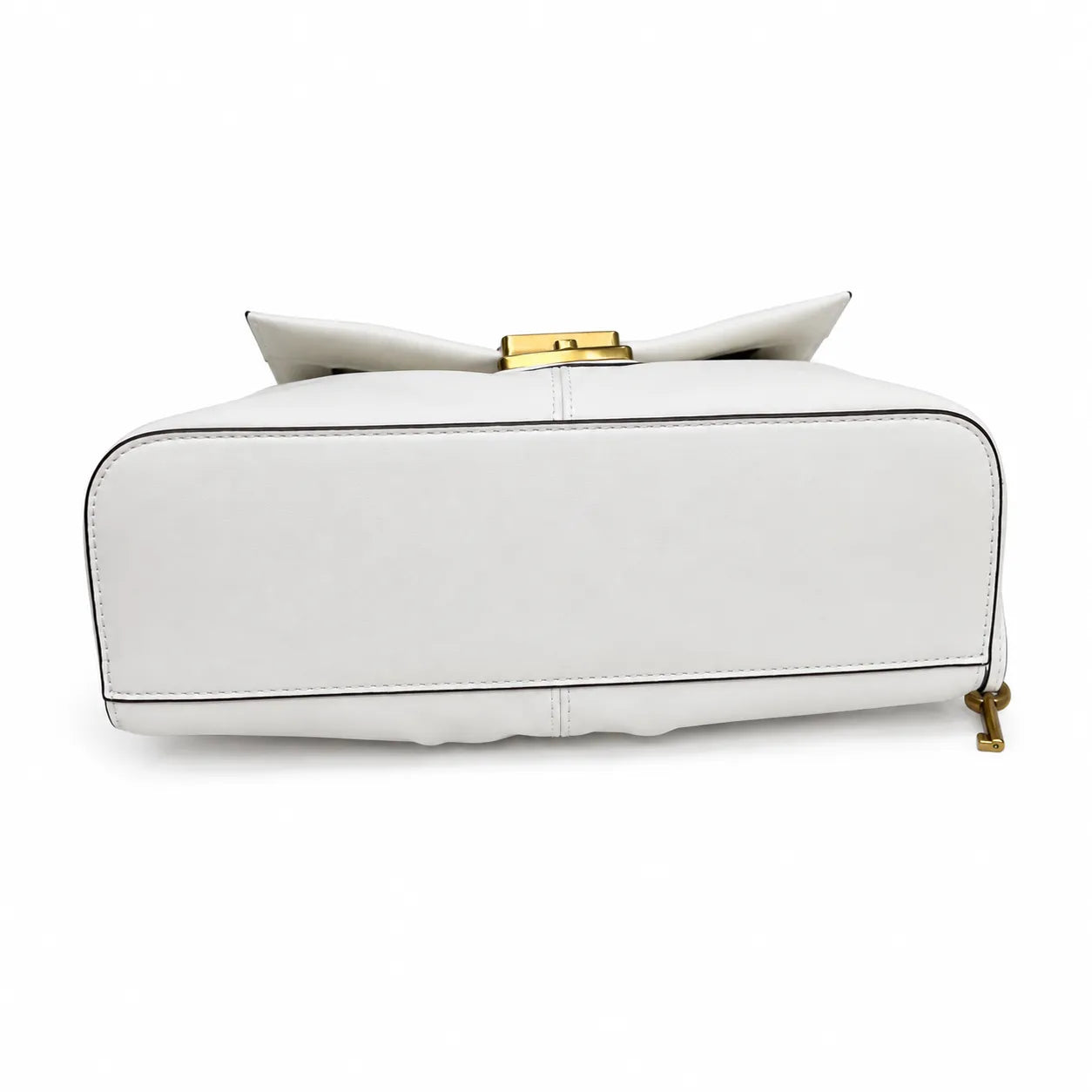 Marc Jacobs The Cristina Small White Soft Leather Ruched Shoulder Bag with Gold Lock & Detachable Strap