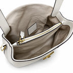 Marc Jacobs The Cristina Small White Soft Leather Ruched Shoulder Bag with Gold Lock & Detachable Strap