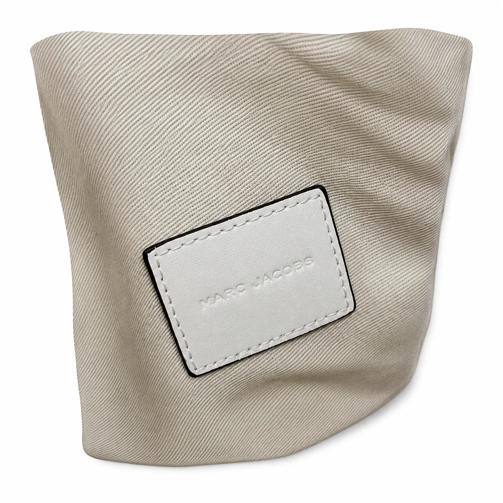 Marc Jacobs The Cristina Small White Soft Leather Ruched Shoulder Bag with Gold Lock & Detachable Strap