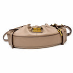 Marc Jacobs The Cristina Small Ivory Soft Leather Ruched Top Handle Bag with Gold Lock & Detachable Strap