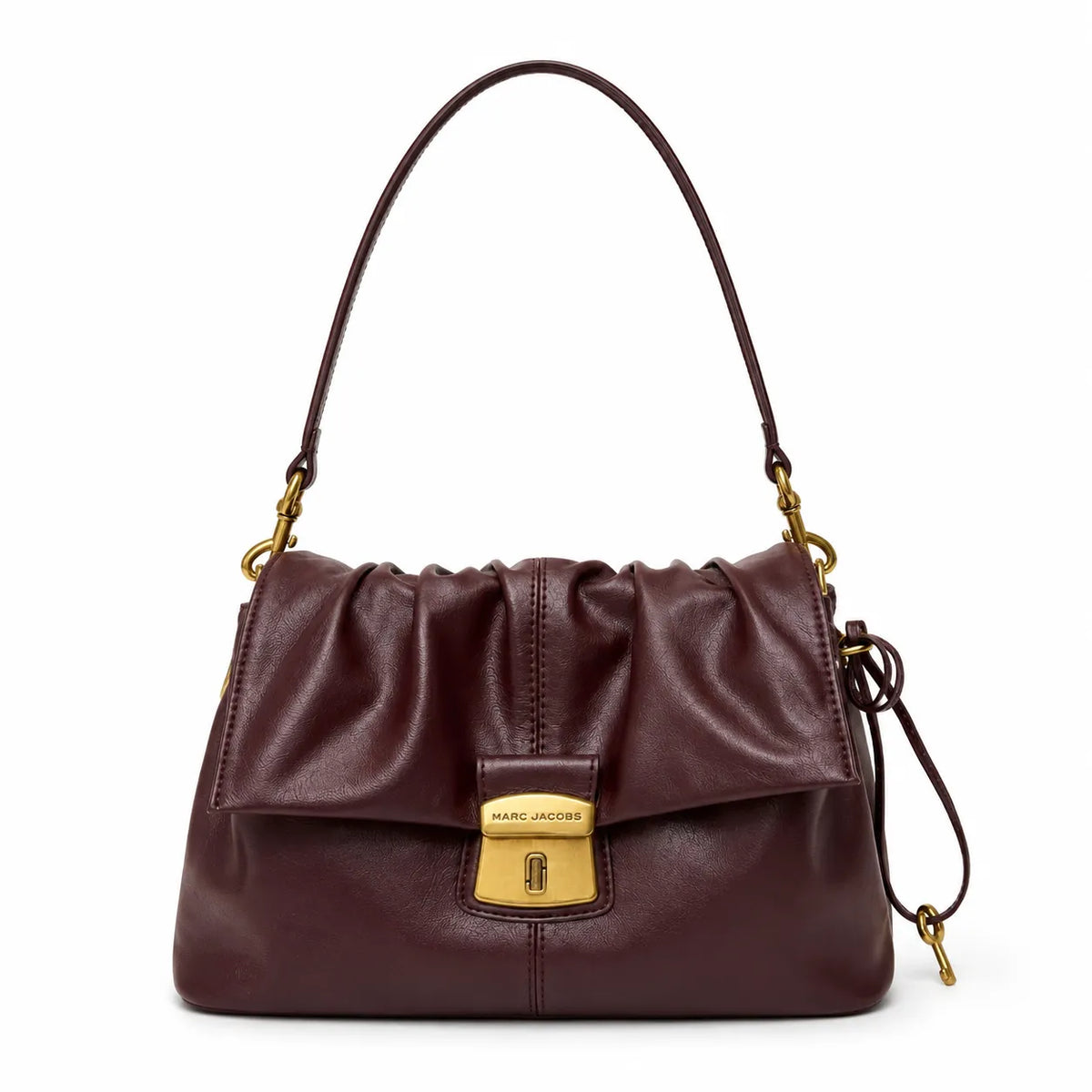 Marc Jacobs The Cristina Medium Olive Green Soft Leather Ruched Shoulder Bag with Silver Lock
