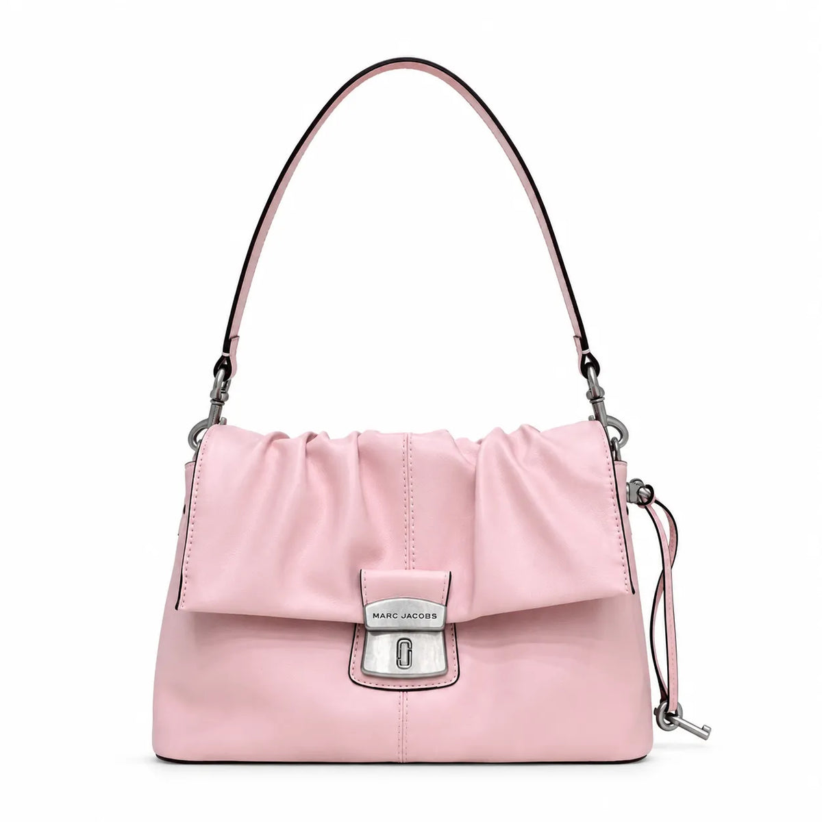 Marc Jacobs The Cristina Medium Olive Green Soft Leather Ruched Shoulder Bag with Silver Lock