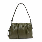 Marc Jacobs The Cristina Medium Olive Green Soft Leather Ruched Shoulder Bag with Silver Lock