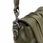 Marc Jacobs The Cristina Medium Olive Green Soft Leather Ruched Shoulder Bag with Silver Lock