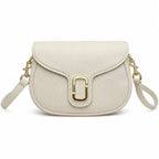 Marc Jacobs The J Marc Small Cream Pebbled Leather Saddle Bag with Gold J Buckle & Detachable Strap