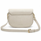 Marc Jacobs The J Marc Small Cream Pebbled Leather Saddle Bag with Gold J Buckle & Detachable Strap