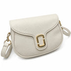 Marc Jacobs The J Marc Small Cream Pebbled Leather Saddle Bag with Gold J Buckle & Detachable Strap