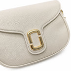 Marc Jacobs The J Marc Small Cream Pebbled Leather Saddle Bag with Gold J Buckle & Detachable Strap